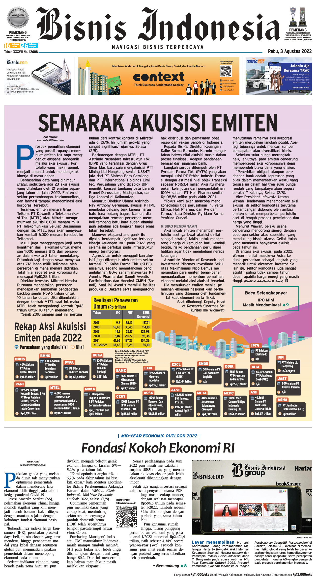 E-paper Bisnis Indonesia Edisi 03 Agustus 2022